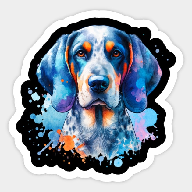 Watercolor Bluetick Coonhound Sticker by The Jumping Cart